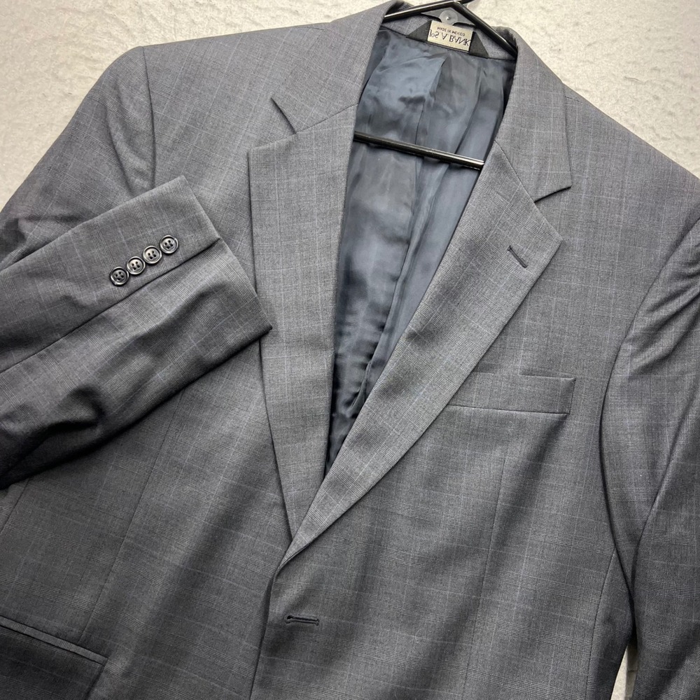 Jos A Bank Signature Collection Grey Blue Plaid Wool Suit Jacket Blazer 40R